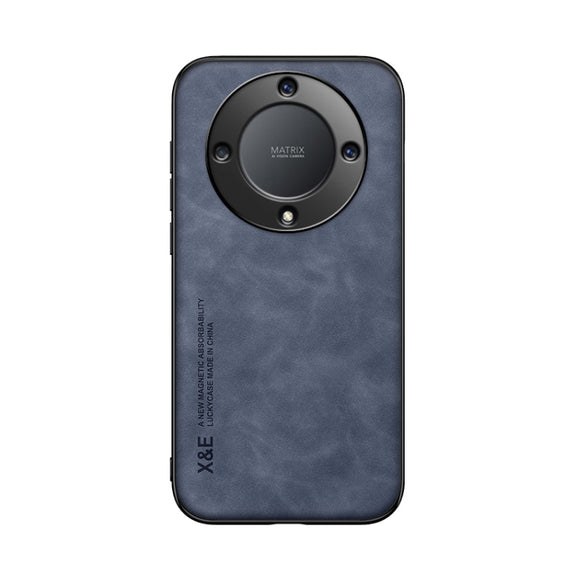 For Honor X9a Lamba Skin Feel Magnetic Leather Phone Case(Blue)