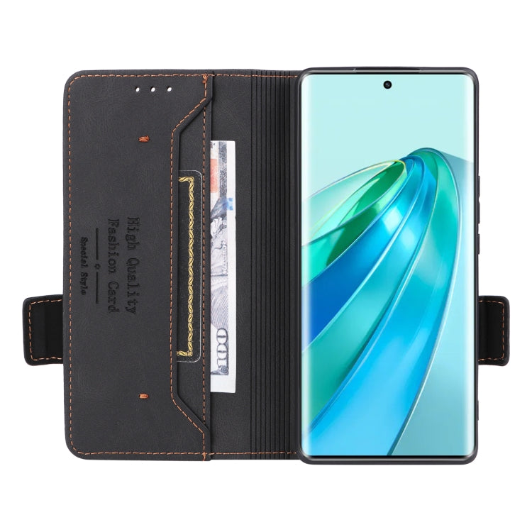 For Honor X9a 5G / Magic5 Lite Magnetic Clasp Flip Leather Phone Case(Black)