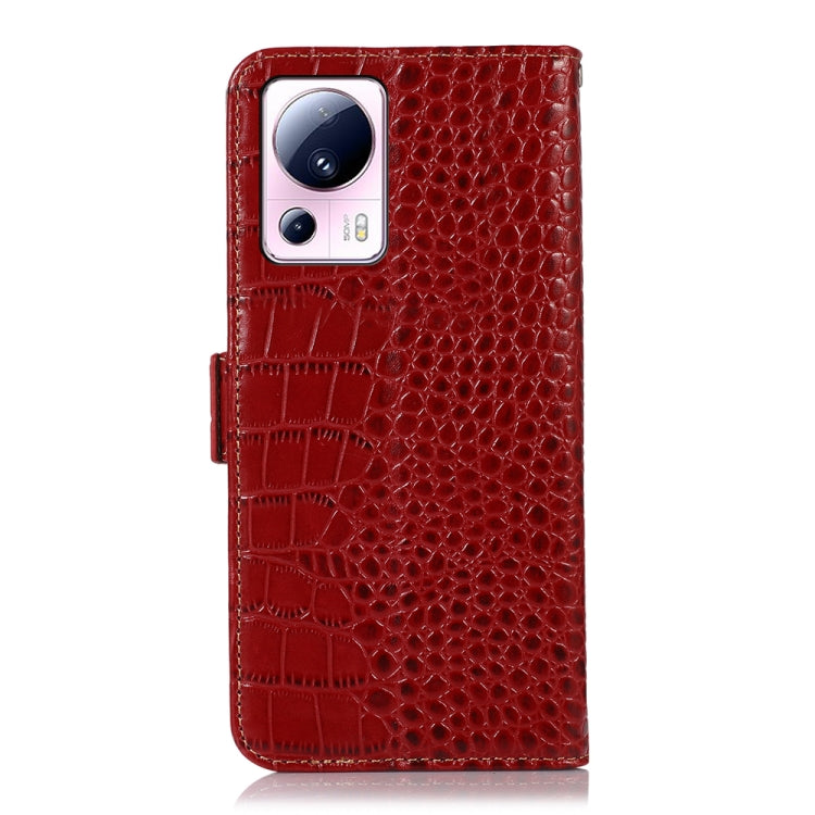 For Xiaomi 13 Lite / Civi 2 Crocodile Top Layer Cowhide Leather Phone Case(Red)