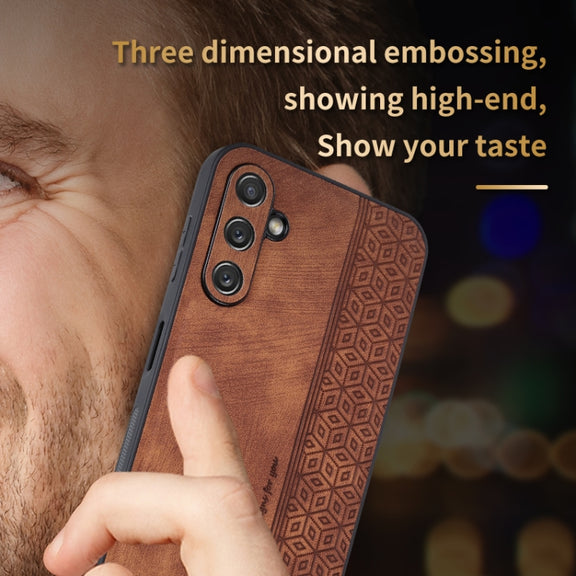 For Samsung Galaxy A24 4G AZNS 3D Embossed Skin Feel Phone Case(Brown)