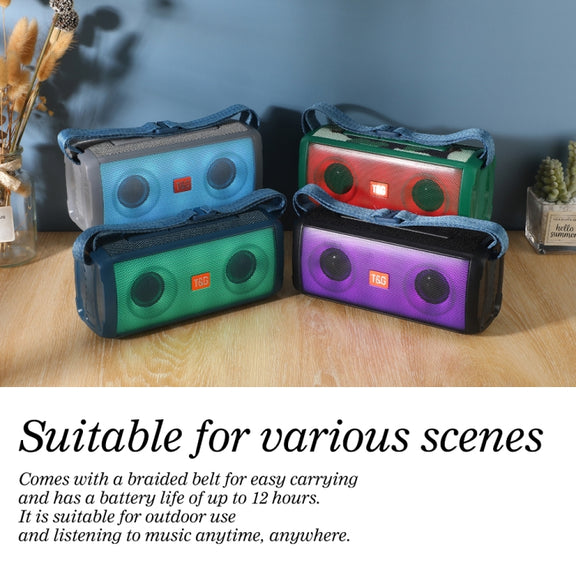 T&G TG345 Portable Outdoor Color LED Wireless Bluetooth Speaker(Green)