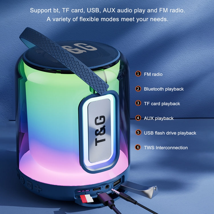 T&G TG376 360 Degree Full Screen LED Light RGB Multicolor Wireless Bluetooth Speaker Subwoofer(Blue)