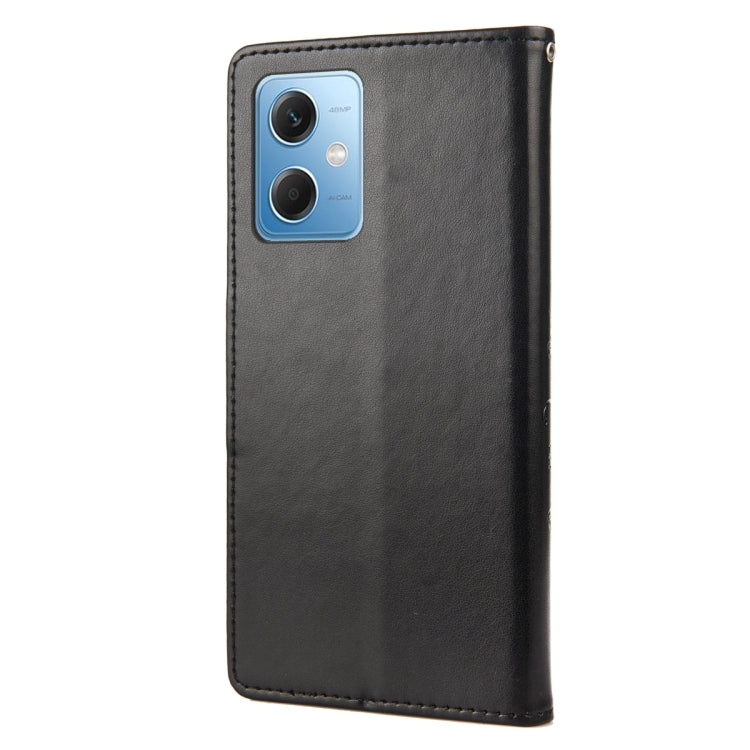 For Xiaomi Redmi Note 12 Pro 5G Global Butterfly Flower Pattern Leather Phone Case(Black)