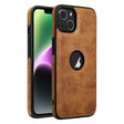 For iPhone 14 Plus Leather Texture Stitching Phone Case(Brown) - iPhone 14 Plus Cases by PMC TechLife | Online Shopping South Africa | PMC TechLife | Buy Now Pay Later Mobicred