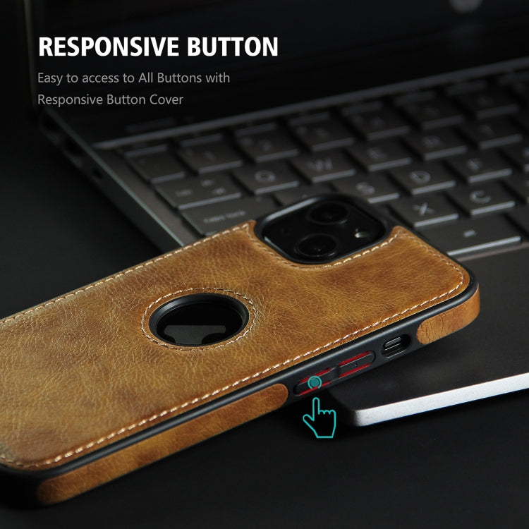For iPhone 14 Plus Leather Texture Stitching Phone Case(Brown)