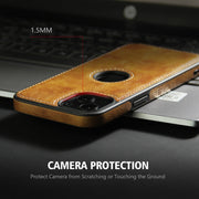For iPhone 14 Plus Leather Texture Stitching Phone Case(Brown)