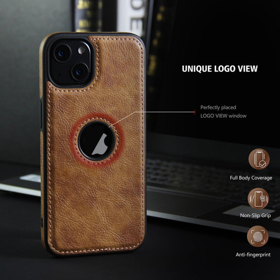 For iPhone 14 Plus Leather Texture Stitching Phone Case(Brown)