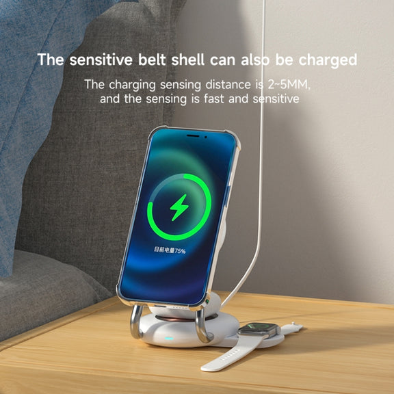 N21 15W 3 in 1 Transparent Magnetic Wireless Charger(White)