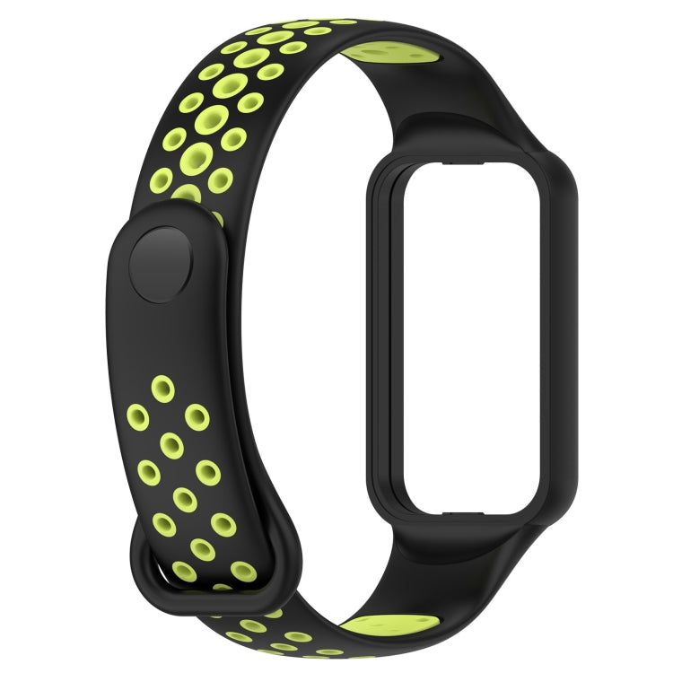 For Redmi Band 2 Loop Two-Color Breathable Silicone Watch Band(Black+Lime)