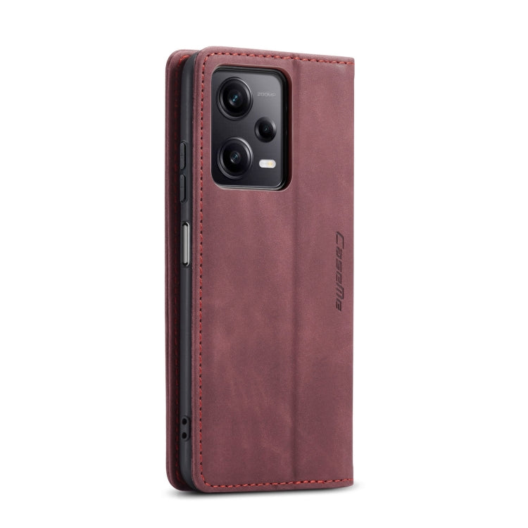 For Xiaomi Redmi Note 12 Pro+ 5G CaseMe 013 Multifunctional Horizontal Flip Leather Phone Case(Wine Red)