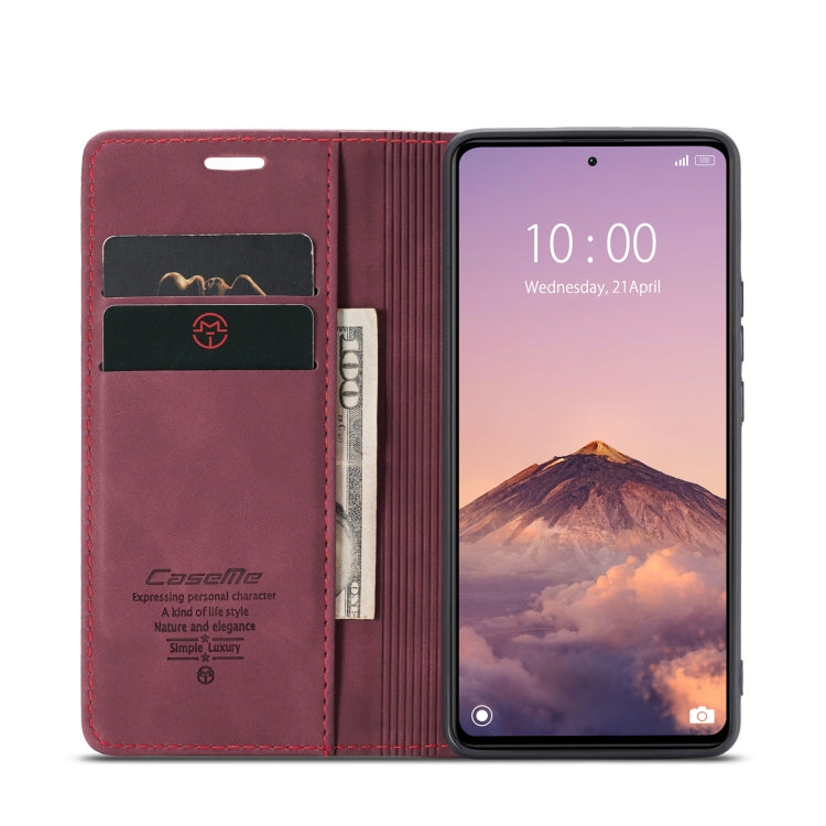 For Xiaomi Redmi Note 12 Pro+ 5G CaseMe 013 Multifunctional Horizontal Flip Leather Phone Case(Wine Red)