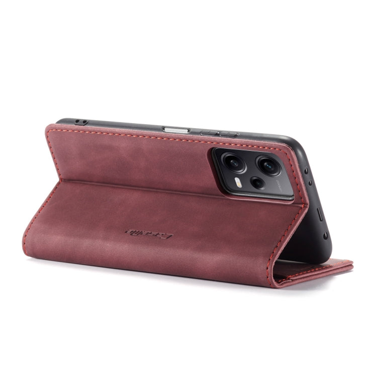 For Xiaomi Redmi Note 12 Pro+ 5G CaseMe 013 Multifunctional Horizontal Flip Leather Phone Case(Wine Red)