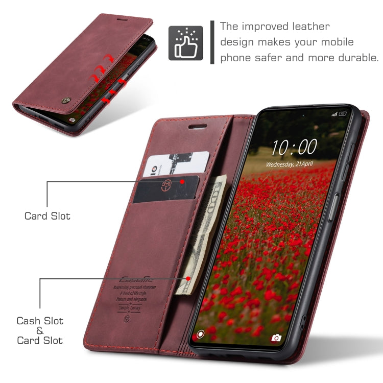 For Xiaomi Redmi Note 12 Pro+ 5G CaseMe 013 Multifunctional Horizontal Flip Leather Phone Case(Wine Red)