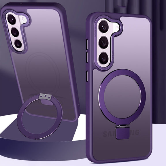 For Samsung Galaxy S23 5G Skin Feel MagSafe Magnetic Holder Phone Case(Purple)
