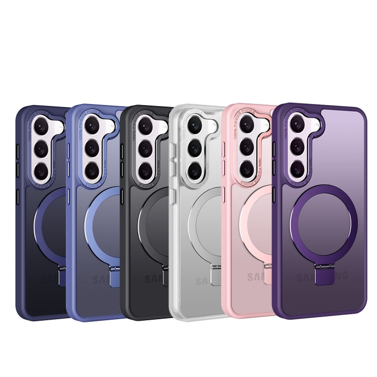 For Samsung Galaxy S23 5G Skin Feel MagSafe Magnetic Holder Phone Case(Purple)