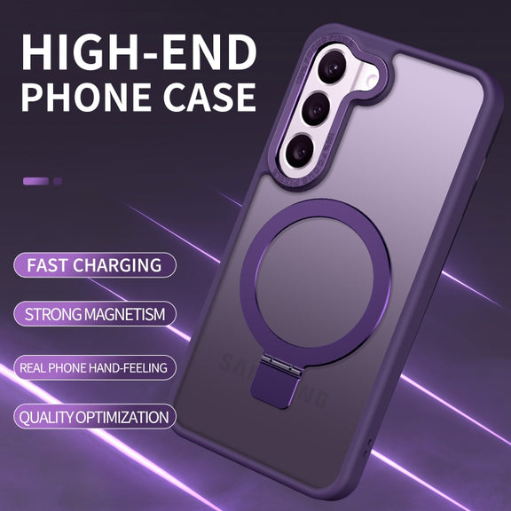For Samsung Galaxy S23 5G Skin Feel MagSafe Magnetic Holder Phone Case(Purple)