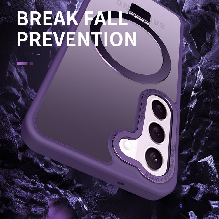 For Samsung Galaxy S23 5G Skin Feel MagSafe Magnetic Holder Phone Case(Purple)