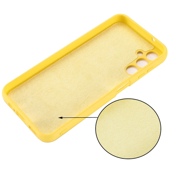 For Samsung Galaxy A14 4G Pure Color Liquid Silicone Shockproof Phone Case(Yellow)