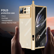 For Xiaomi Mix Fold 2 Electroplated Hinge Transparent Phone Case with Pen Slot(Dark Green)
