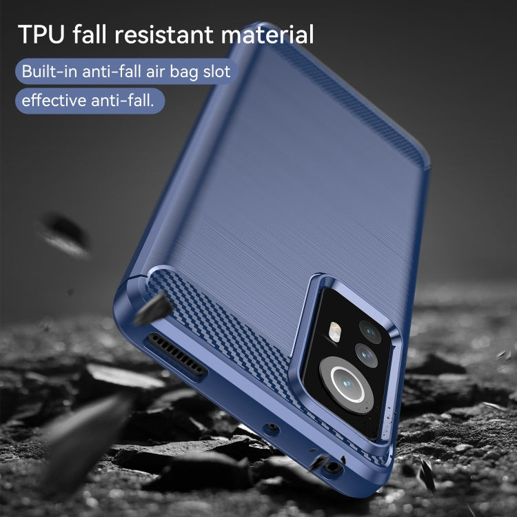 For Xiaomi 12X Brushed Texture Carbon Fiber TPU Phone Case(Blue)