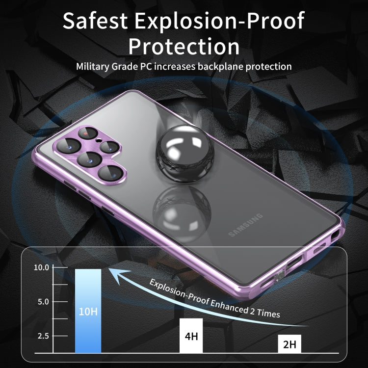 For Samsung Galaxy S23 Ultra 5G HD Full Cover Magnetic Metal Tempered Glass Phone Case(Gold)