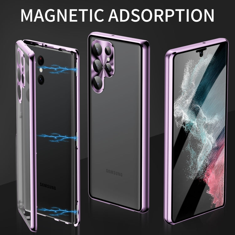 For Samsung Galaxy S23 Ultra 5G HD Full Cover Magnetic Metal Tempered Glass Phone Case(Gold)