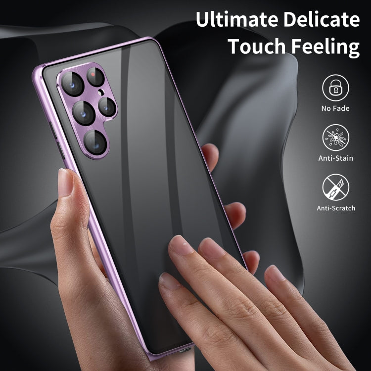 For Samsung Galaxy S23 Ultra 5G HD Full Cover Magnetic Metal Tempered Glass Phone Case(Gold)