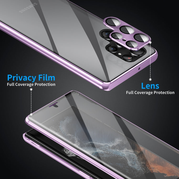 For Samsung Galaxy S23 Ultra 5G HD Full Cover Magnetic Metal Tempered Glass Phone Case(Gold)
