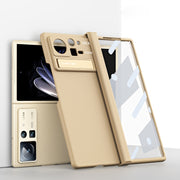 For Xiaomi Mix Fold 2 Macaron Hinge All-inclusive Folding Phone Case with Stand(Gold)