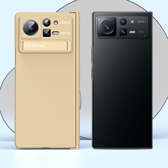 For Xiaomi Mix Fold 2 Macaron Hinge All-inclusive Folding Phone Case with Stand(Gold)