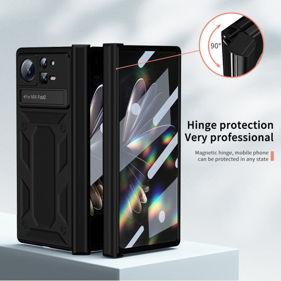 For Xiaomi Mix Fold 2 Hinge All-inclusive Magnetic Phone Case with Stand(Black)
