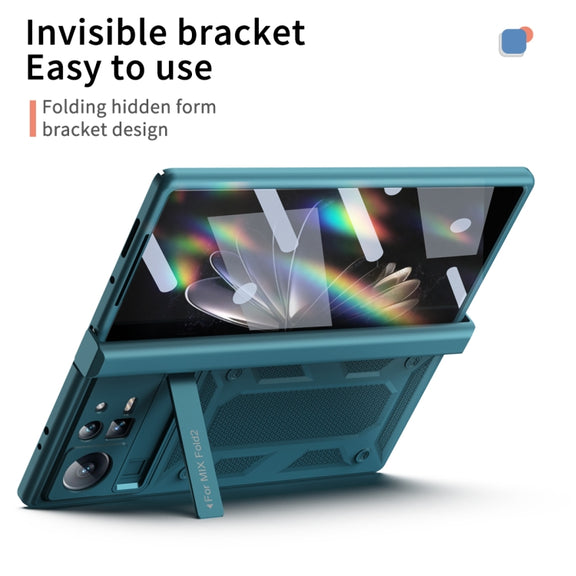 For Xiaomi Mix Fold 2 Hinge All-inclusive Magnetic Phone Case with Stand(Green)