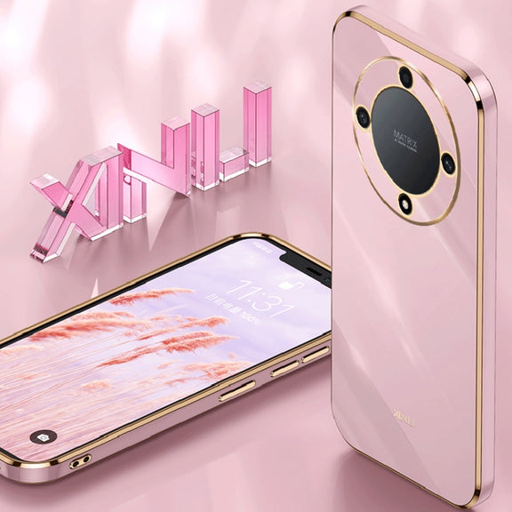 For Honor X9a 5G XINLI Straight Edge 6D Electroplate TPU Phone Case(Cherry Purple)