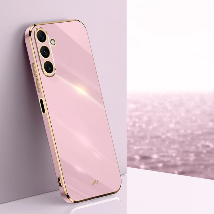 For Samsung Galaxy A24 4G XINLI Straight Edge 6D Electroplate TPU Phone Case(Cherry Purple)