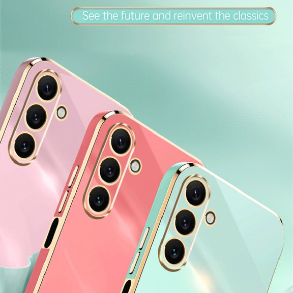 For Samsung Galaxy A24 4G XINLI Straight Edge 6D Electroplate TPU Phone Case(Cherry Purple)
