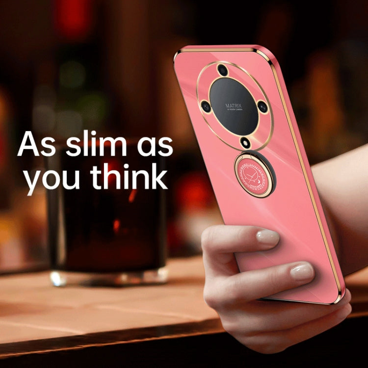 For Honor X9a 5G XINLI Straight Edge 6D Electroplate TPU Phone Case with Ring Holder(Mint Green)