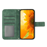 For Samsung Galaxy M14 5G Skin Feel Sun Flower Pattern Flip Leather Phone Case with Lanyard(Green)