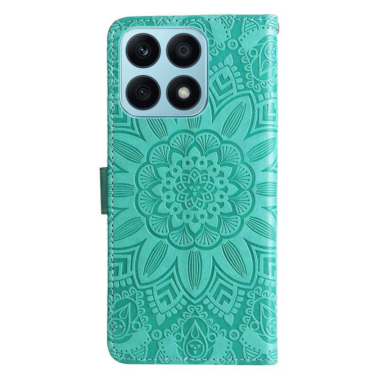 For Honor X8a Embossed Sunflower Leather Phone Case(Green)
