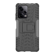 For Xiaomi Redmi Note 12 Pro 5G Tire Texture TPU + PC Phone Case with Holder(Black)