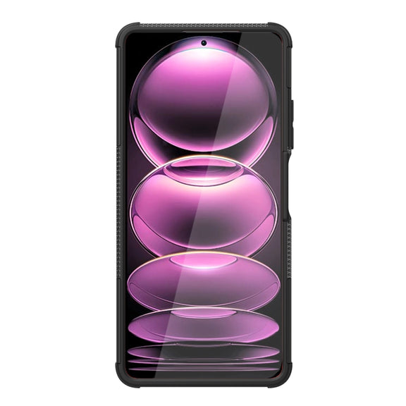 For Xiaomi Redmi Note 12 Pro 5G Tire Texture TPU + PC Phone Case with Holder(Black)
