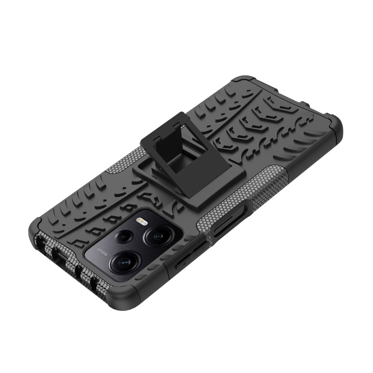For Xiaomi Redmi Note 12 Pro 5G Tire Texture TPU + PC Phone Case with Holder(Black)