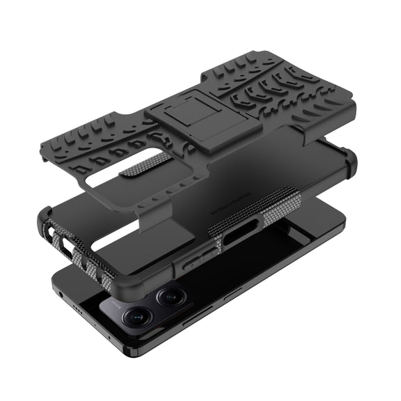 For Xiaomi Redmi Note 12 Pro 5G Tire Texture TPU + PC Phone Case with Holder(Black)