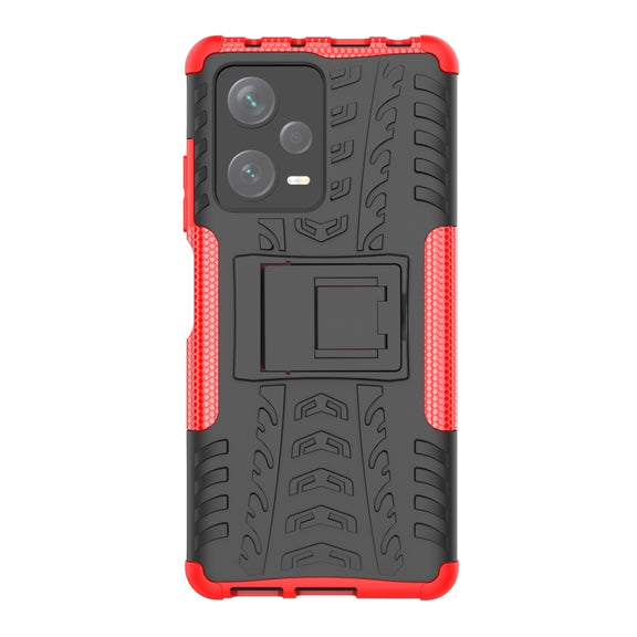 For Xiaomi Redmi Note 12 Pro+ 5G Tire Texture TPU + PC Phone Case with Holder(Red)