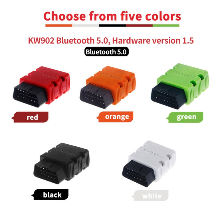 KONNWEI KW902 Bluetooth 5.0 OBD2 Car Fault Diagnostic Scan Tools Support IOS / Android(Red)