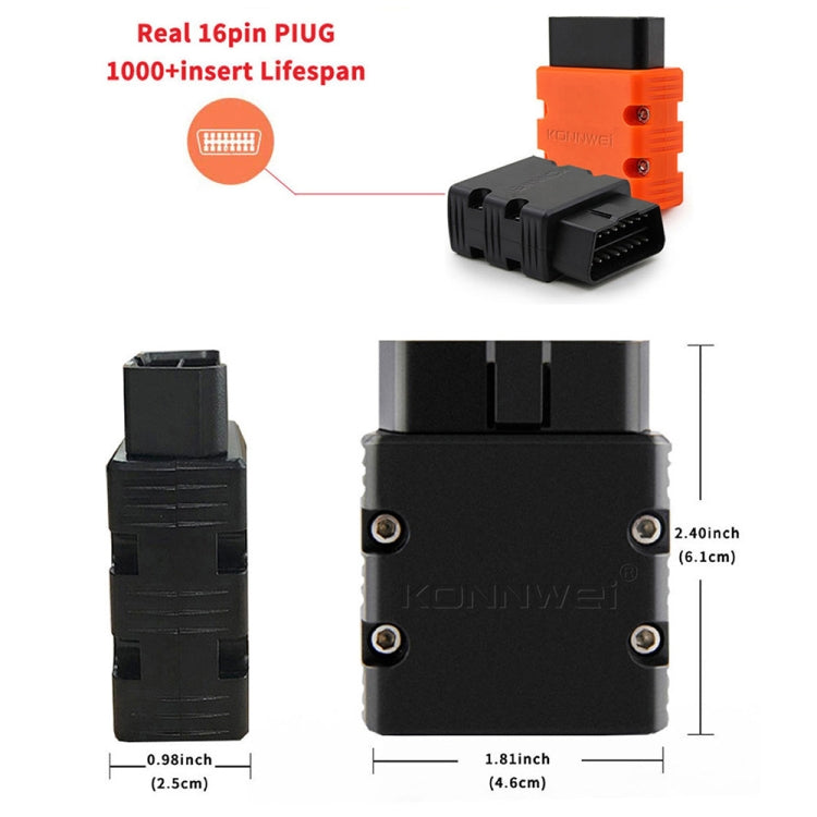 KONNWEI KW902 Bluetooth 5.0 OBD2 Car Fault Diagnostic Scan Tools Support IOS / Android(Red)