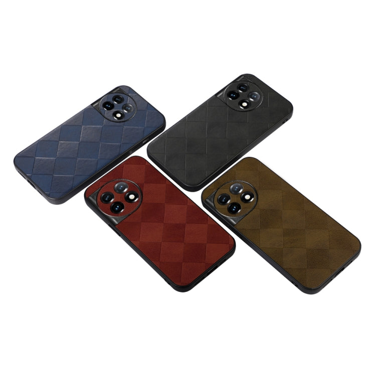 For OnePlus 11R/Ace 2 Weave Plaid PU Phone Case(Blue)