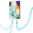For Samsung Galaxy A34 5G Electroplating Marble IMD TPU Phone Case with Lanyard(Green 003) - free shipping - PMC TechLife - Order now!