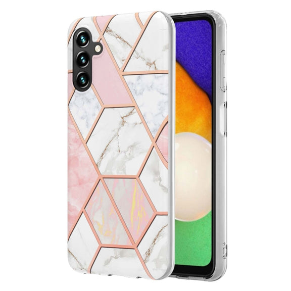 For Samsung Galaxy A54 5G Electroplating Splicing Marble TPU Phone Case(Pink White)