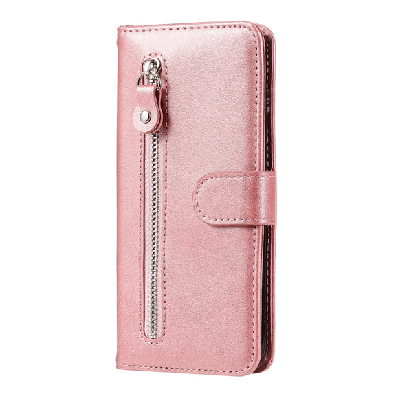 For Xiaomi Redmi 11A 4G/12C Calf Texture Zipper Leather Phone Case(Rose Gold)