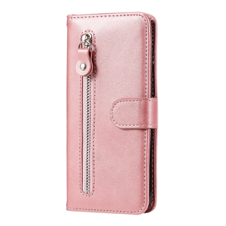 For Xiaomi Redmi 11A 4G/12C Calf Texture Zipper Leather Phone Case(Rose Gold)